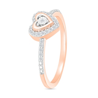 0.115 CT. T.W. Diamond Heart Frame Promise Ring in 10K Rose Gold