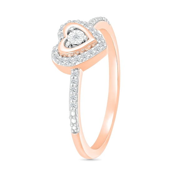 0.115 CT. T.W. Diamond Heart Frame Promise Ring in 10K Rose Gold