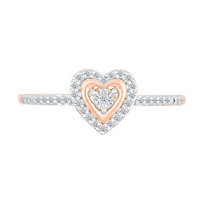 0.115 CT. T.W. Diamond Heart Frame Promise Ring in 10K Rose Gold