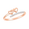 0.04 CT. T.W. Diamond Double Linked Heart Bypass Shank Promise Ring in 10K Rose Gold