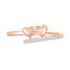 0.04 CT. T.W. Diamond Double Linked Heart Bypass Shank Promise Ring in 10K Rose Gold