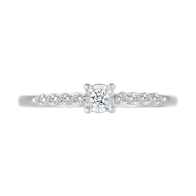 0.085 CT. T.W. Diamond Nine Stone Promise Ring in Sterling Silver