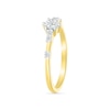 0.145 CT. T.W. Diamond Station Seven Stone Promise Ring in Sterling Silver with 14K Gold Plate