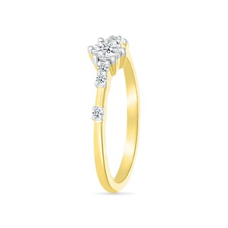 0.145 CT. T.W. Diamond Station Seven Stone Promise Ring in Sterling Silver with 14K Gold Plate