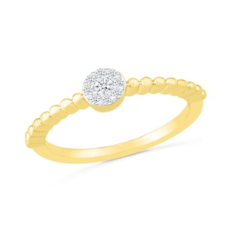 0.085 CT. T.W. Multi-Diamond Bead Shank Promise Ring in Sterling Silver with 14K Gold Plate