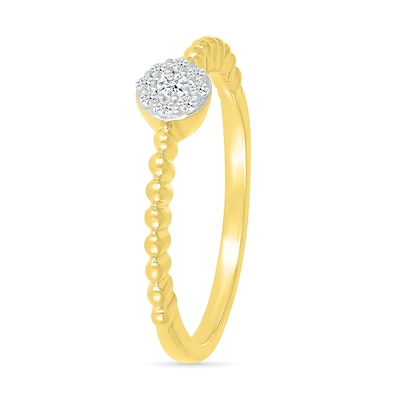 0.085 CT. T.W. Multi-Diamond Bead Shank Promise Ring in Sterling Silver with 14K Gold Plate