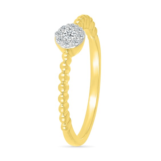 0.085 CT. T.W. Multi-Diamond Bead Shank Promise Ring in Sterling Silver with 14K Gold Plate