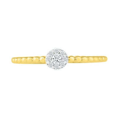 0.085 CT. T.W. Multi-Diamond Bead Shank Promise Ring in Sterling Silver with 14K Gold Plate