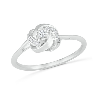 0.04 CT. T.W. Diamond Love Knot Promise Ring in Sterling Silver