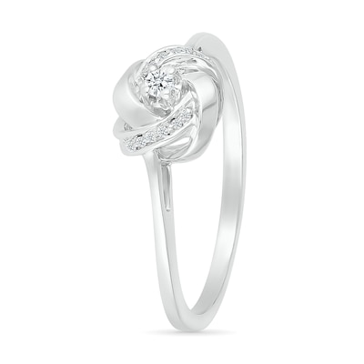 0.04 CT. T.W. Diamond Love Knot Promise Ring in Sterling Silver