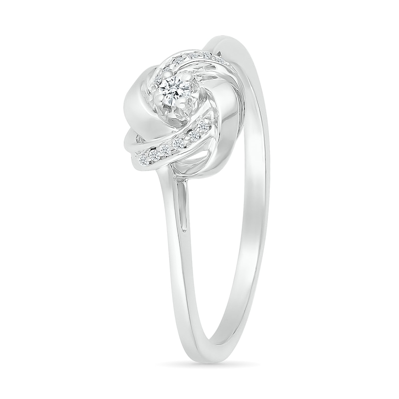0.04 CT. T.W. Diamond Love Knot Promise Ring in Sterling Silver