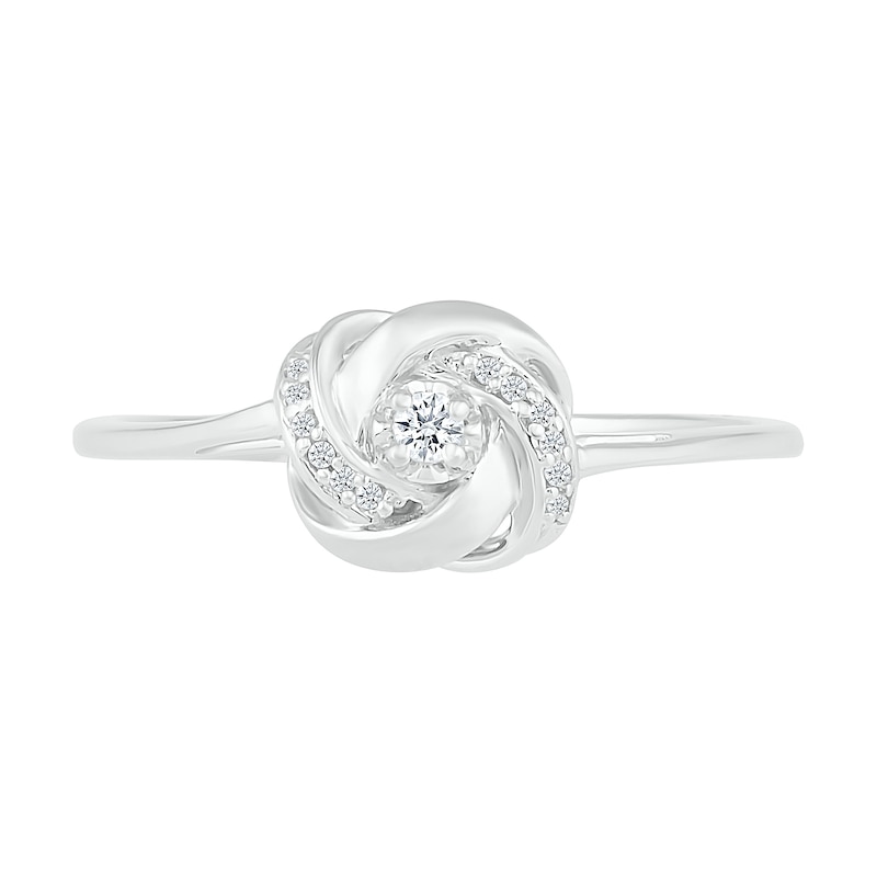 0.04 CT. T.W. Diamond Love Knot Promise Ring in Sterling Silver|Peoples Jewellers