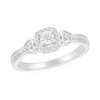 Thumbnail Image 0 of 0.085 CT. T.W. Diamond Square Frame Heart-Sides Promise Ring in Sterling Silver