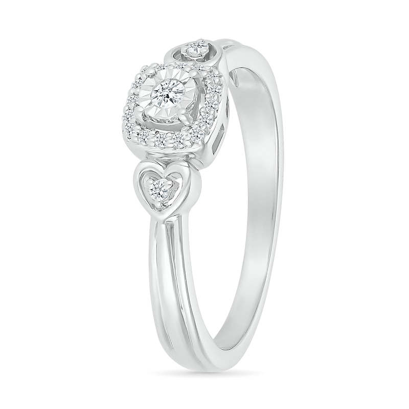 0.085 CT. T.W. Diamond Square Frame Heart-Sides Promise Ring in Sterling Silver|Peoples Jewellers