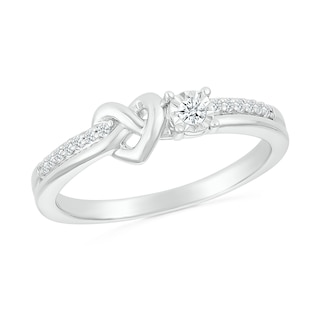 0.085 CT. T.W. Diamond Knotted Heart Promise Ring in Sterling Silver