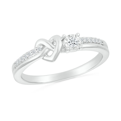 0.085 CT. T.W. Diamond Knotted Heart Promise Ring in Sterling Silver