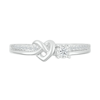 0.085 CT. T.W. Diamond Knotted Heart Promise Ring in Sterling Silver