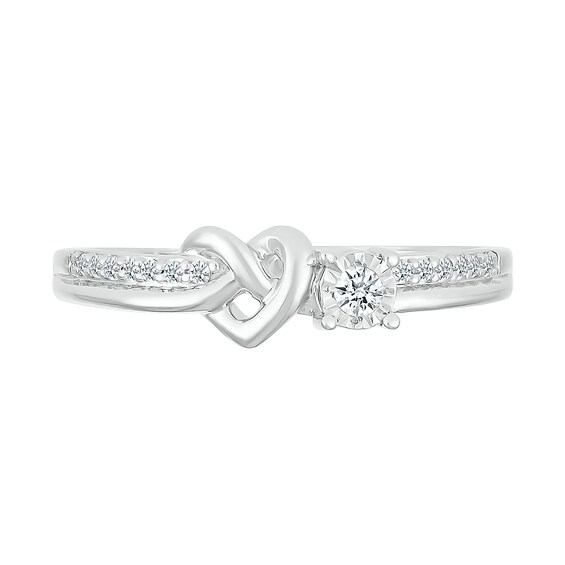 0.085 CT. T.W. Diamond Knotted Heart Promise Ring in Sterling Silver