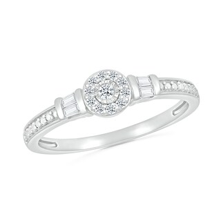 0.115 CT. T.W. Baguette and Round Diamond Frame Promise Ring in Sterling Silver