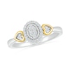 Thumbnail Image 0 of 0.115 CT. T.W. Oval Multi-Diamond Frame Heart-Sides Promise Ring in Sterling Silver and 10K Gold