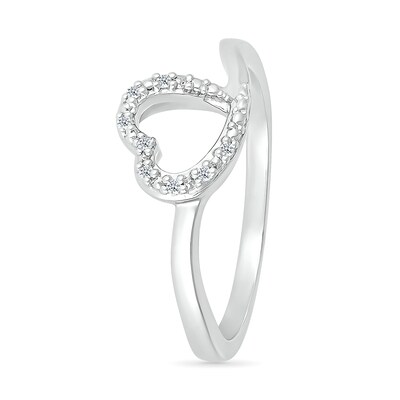 Diamond Accent Tilted Heart Promise Ring in Sterling Silver