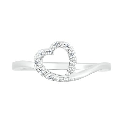 Diamond Accent Tilted Heart Promise Ring in Sterling Silver