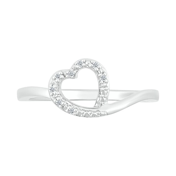 Diamond Accent Tilted Heart Promise Ring in Sterling Silver