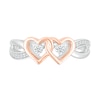 Thumbnail Image 2 of 0.115 CT. T.W. Diamond Interlocking Hearts Split Shank Promise Ring in Sterling Silver and 14K Rose Gold Plate