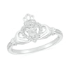 0.065 CT. T.W. Diamond Claddagh Promise Ring in Sterling Silver 