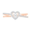 Thumbnail Image 2 of 0.115 CT. T.W. Diamond Heart Frame Criss-Cross Promise Ring in 10K Rose Gold