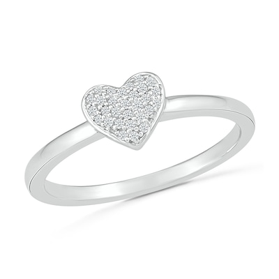 0.066 CT. T.W. Heart-Shaped Multi-Diamond Promise Ring in Sterling Silver