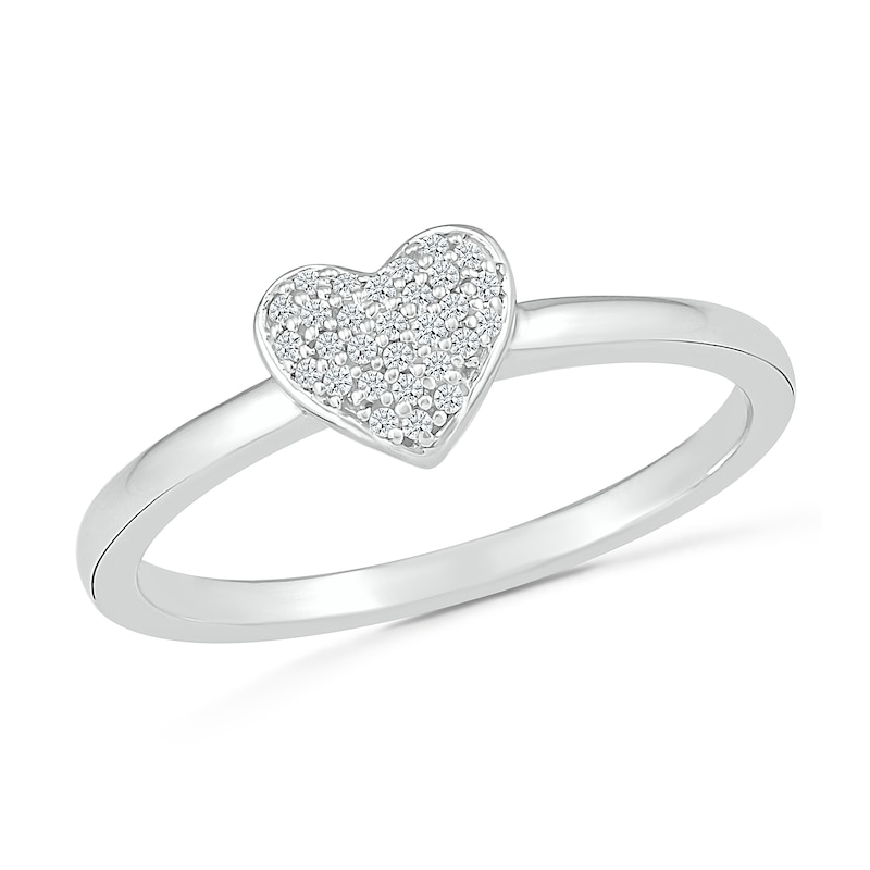 0.066 CT. T.W. Heart-Shaped Multi-Diamond Promise Ring in Sterling Silver|Peoples Jewellers