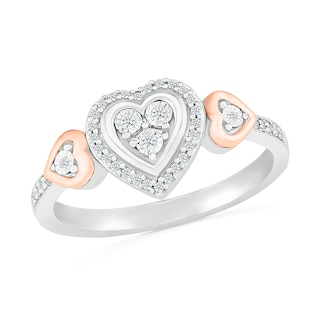 0.14 CT. T.W. Diamond Heart-Shaped Promise Ring in Sterling Silver