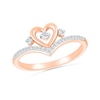 Thumbnail Image 0 of 0.115 CT. T.W. Diamond Heart Chevron Promise Ring in 10K Rose Gold