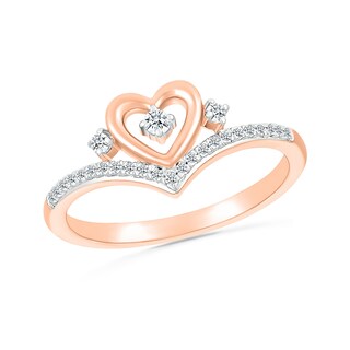 0.115 CT. T.W. Diamond Heart Chevron Promise Ring in 10K Rose Gold