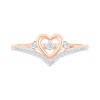 Thumbnail Image 2 of 0.115 CT. T.W. Diamond Heart Chevron Promise Ring in 10K Rose Gold