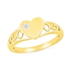 Thumbnail Image 0 of Diamond Accent Etched Sun Heart Scroll Open Shank Promise Ring in Sterling Silver with 14K Gold Plate