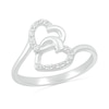 Thumbnail Image 0 of 0.04 CT. T.W. Diamond Titled Interlocking Hearts Promise Ring in Sterling Silver