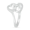 Thumbnail Image 1 of 0.04 CT. T.W. Diamond Titled Interlocking Hearts Promise Ring in Sterling Silver