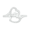 Thumbnail Image 2 of 0.04 CT. T.W. Diamond Titled Interlocking Hearts Promise Ring in Sterling Silver