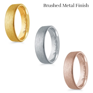 6.0mm Engravable Bevelled Edge Wedding Band in 14K Gold (1 Finish and Line