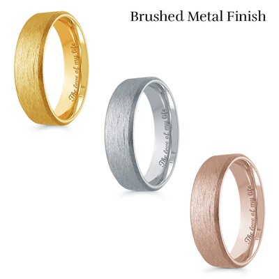 6.0mm Engravable Bevelled Edge Wedding Band in 14K Gold (1 Finish and Line