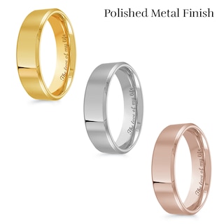 6.0mm Engravable Bevelled Edge Wedding Band in 14K Gold (1 Finish and Line