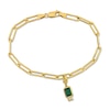 Thumbnail Image 0 of Emerald-Cut Lab-Created Emerald and Sideways Baguette White Lab-Created Sapphire Paper Clip Bracelet in 14K Gold - 7.5"