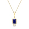 Thumbnail Image 1 of Emerald-Cut Blue Lab-Created Sapphire and White Lab-Created Sapphire Charm Pendant in 14K Gold