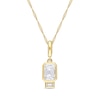 Emerald-Cut and Baguette White Lab-Created Sapphire Charm Pendant in 14K Gold