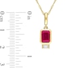 Thumbnail Image 3 of Emerald-Cut Lab-Created Ruby and White Lab-Created Sapphire Charm Pendant in 14K Gold