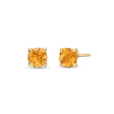 5.0mm Citrine Solitaire Stud Earrings in 10K Gold