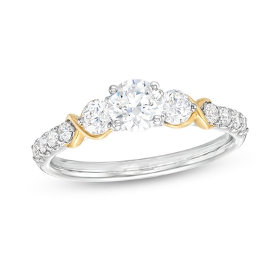 0.95 CT. T.W. Diamond Past Present Future® Infinity Engagement Ring in 14K Two-Tone Gold (I/I2)