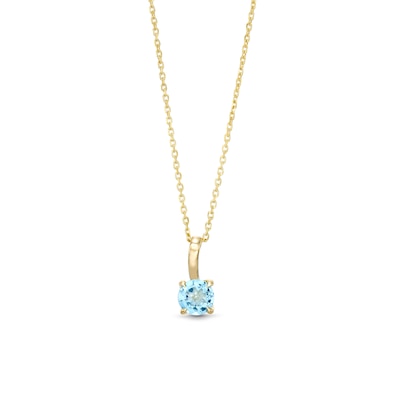 6.0mm Swiss Blue Topaz Solitaire Curved Drop Pendant in 10K Gold